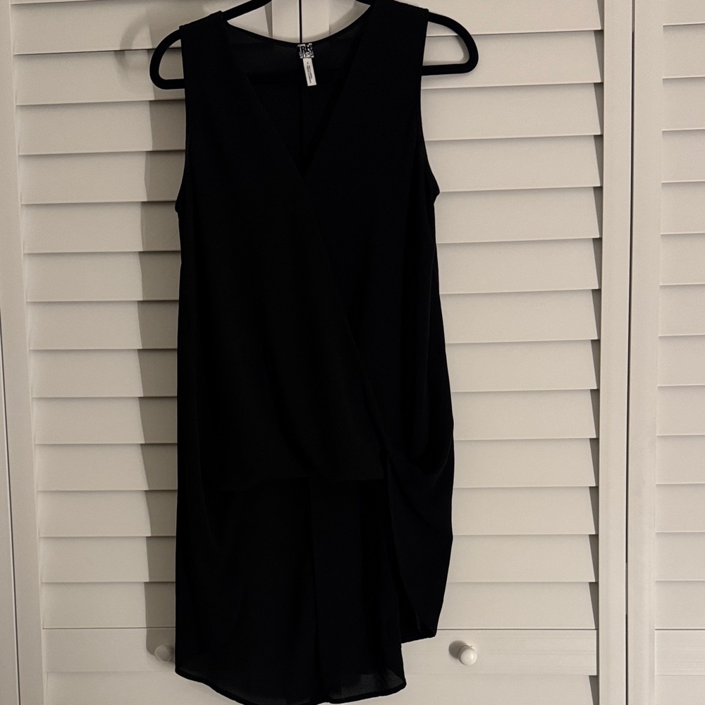 INC International Concepts Black Draped Sleeveless Top